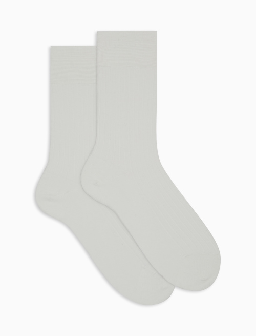 Women's short plain white ribbed cotton socks - The Classics | Gallo 1927 - Official Online Shop
