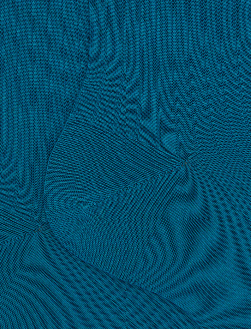 Women's short plain light blue ribbed cotton socks - The Classics | Gallo 1927 - Official Online Shop