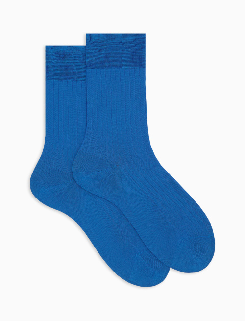 Women's short plain light blue ribbed cotton socks - The Classics | Gallo 1927 - Official Online Shop