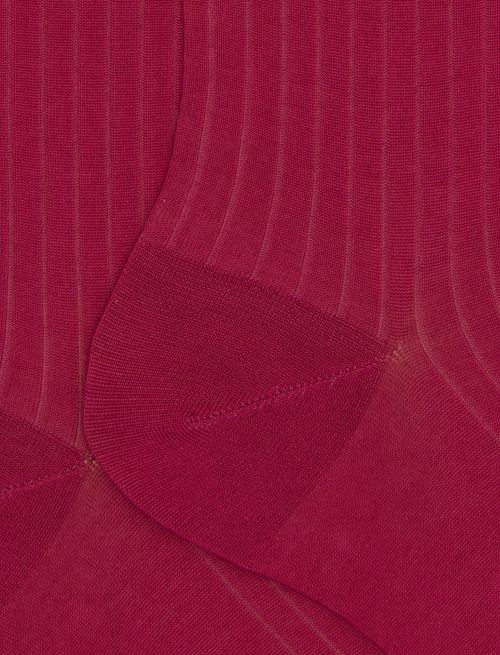 Women's short plain fuchsia ribbed cotton socks - The Classics | Gallo 1927 - Official Online Shop