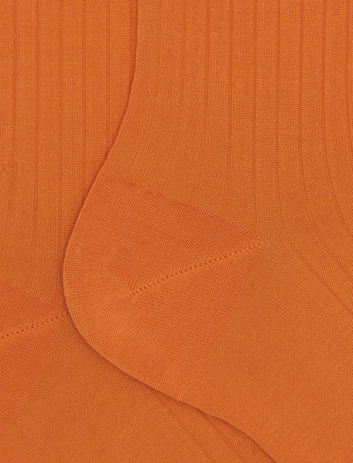 Women's short plain orange ribbed cotton socks - The Classics | Gallo 1927 - Official Online Shop