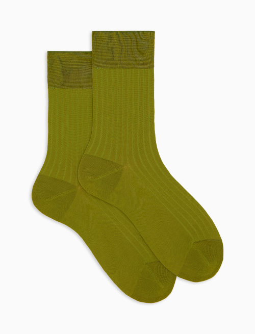 Women's short plain green ribbed cotton socks - The Classics | Gallo 1927 - Official Online Shop