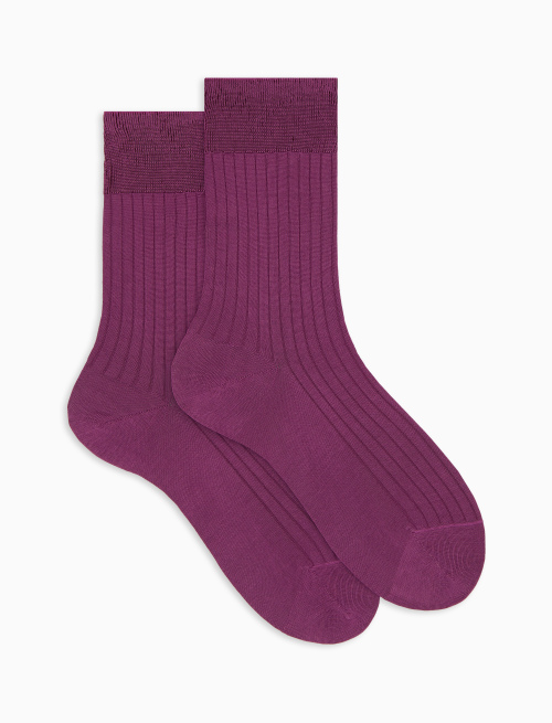 Women's short plain purple ribbed cotton socks - The Classics | Gallo 1927 - Official Online Shop