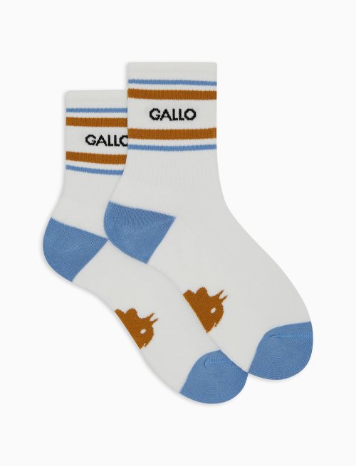 Unisex short white cotton terry cloth socks with stripes - Short | Gallo 1927 - Official Online Shop