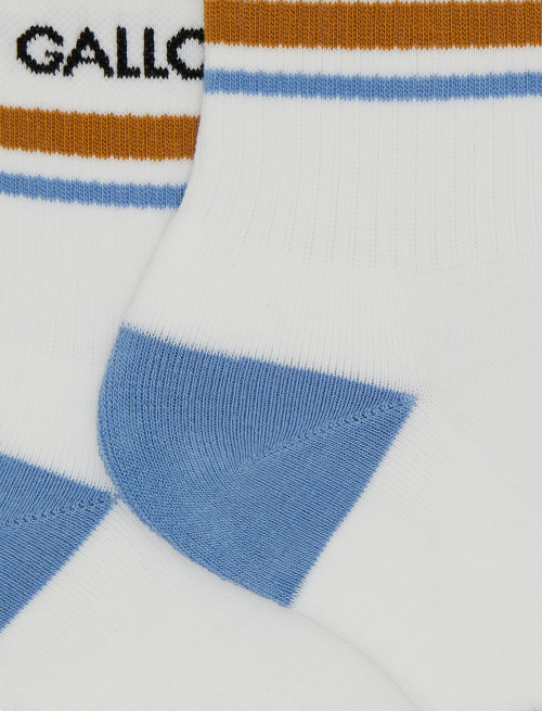 Unisex short white cotton terry cloth socks with stripes - Socks | Gallo 1927 - Official Online Shop