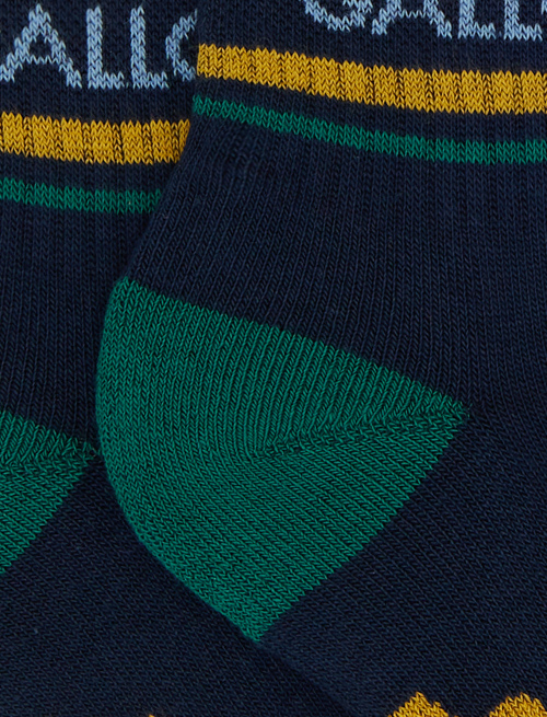 Kids' short blue cotton terry cloth socks with stripes - Socks | Gallo 1927 - Official Online Shop
