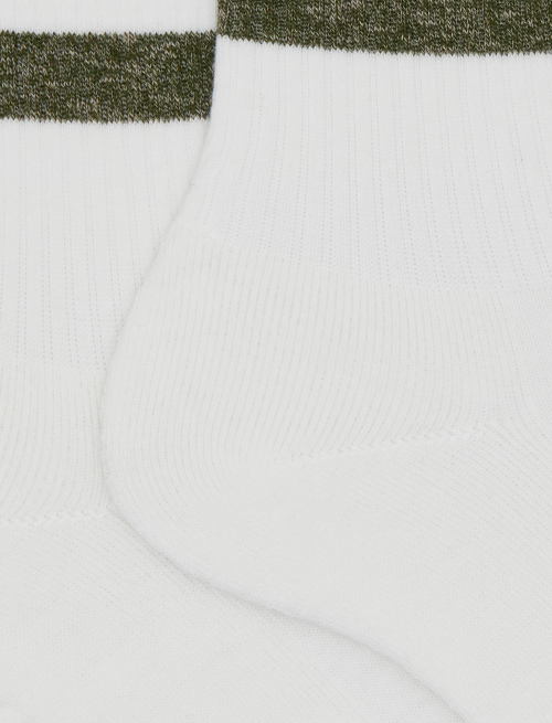 Unisex short white cotton terry socks with contrasting-colour stripes - Socks | Gallo 1927 - Official Online Shop