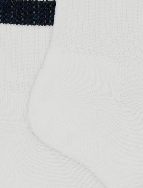 Calze corte unisex spugna di cotone bianco con righe in contrasto di colore - Sport e Spugna | Gallo 1927 - Official Online Shop