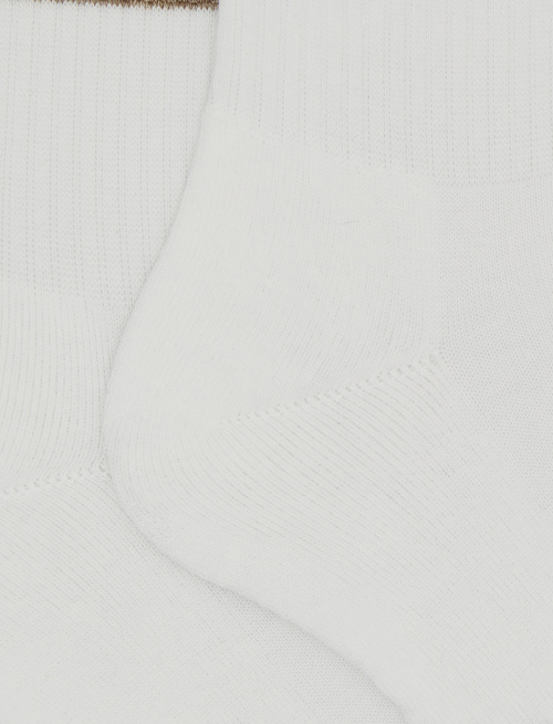 Unisex short white cotton terry cloth socks with stripes - Socks | Gallo 1927 - Official Online Shop