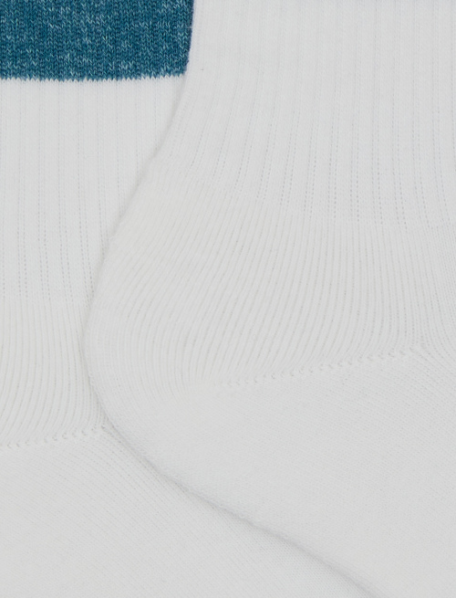 Calze corte unisex spugna di cotone bianco con righe in contrasto di colore - Sport e spugna | Gallo 1927 - Official Online Shop