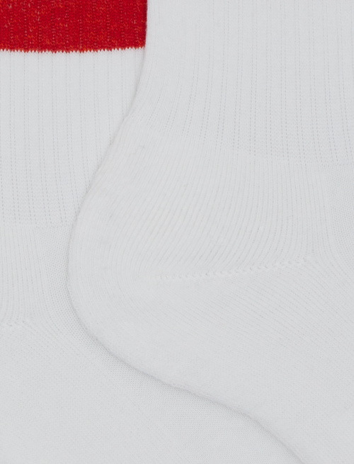 Calze corte unisex spugna di cotone bianco con righe in contrasto di colore - Sport e spugna | Gallo 1927 - Official Online Shop
