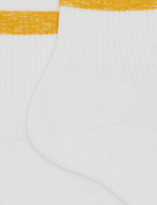 Calze corte unisex spugna di cotone bianco con righe in contrasto di colore - Sport e Spugna | Gallo 1927 - Official Online Shop