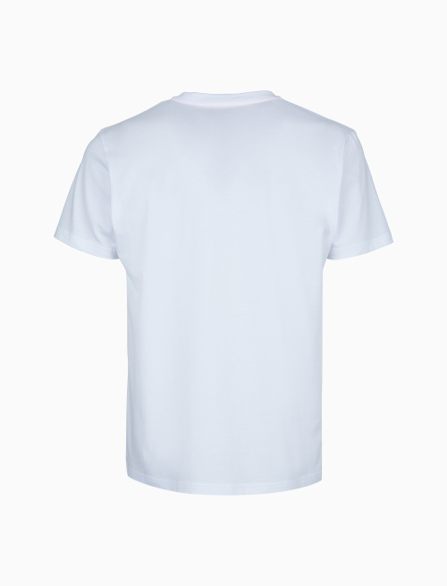 Unisex plain white cotton crew-neck T-shirt with colourful rooster print - Clothing | Gallo 1927 - Official Online Shop