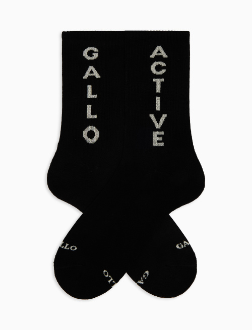 Unisex short black cotton terry cloth socks with Gallo active writing - Sport and Terry socks | Gallo 1927 - Official Online Shop
