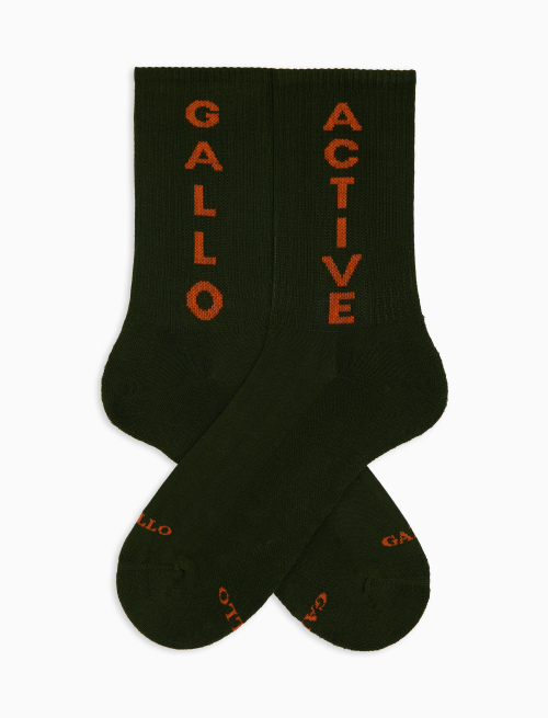 Unisex short green cotton terry cloth socks with Gallo active writing - Sport and Terry socks | Gallo 1927 - Official Online Shop