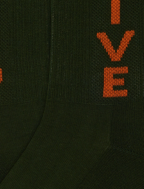 Unisex short green cotton terry cloth socks with Gallo active writing - Socks | Gallo 1927 - Official Online Shop