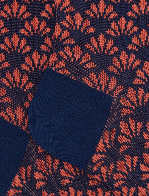 Women's short blue cotton socks with geometric floral motif - Woman | Gallo 1927 - Official Online Shop