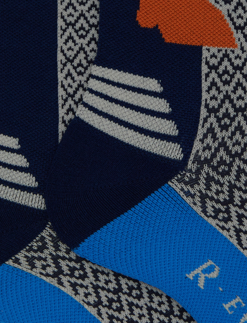 Unisex short blue technical terry socks with triangle motif - Socks | Gallo 1927 - Official Online Shop