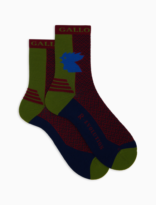 Unisex short green technical terry socks with triangle motif - Socks | Gallo 1927 - Official Online Shop