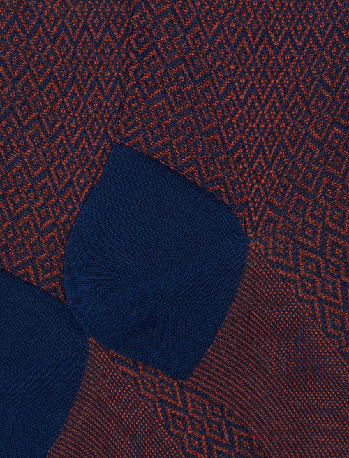 Men's short blue cotton socks with diamond motif - Man | Gallo 1927 - Official Online Shop
