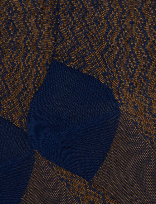Men's long blue cotton socks with vertical chevron motif - Man | Gallo 1927 - Official Online Shop