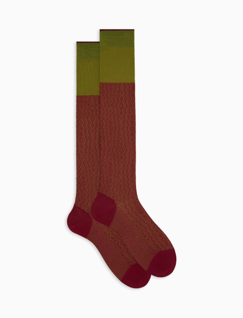 Men's long red cotton socks with vertical chevron motif - The SS Edition | Gallo 1927 - Official Online Shop