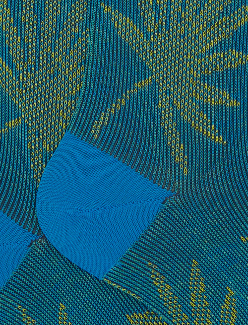 Men's long light blue cotton socks with leaf motif - Man | Gallo 1927 - Official Online Shop