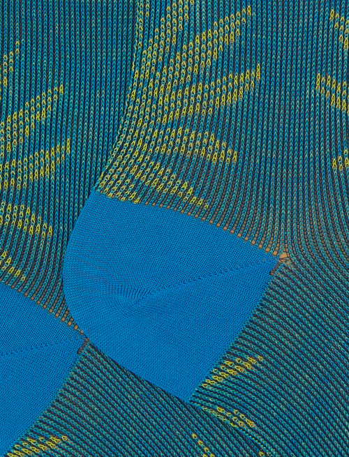 Men's short light blue cotton socks with leaf motif - Man | Gallo 1927 - Official Online Shop