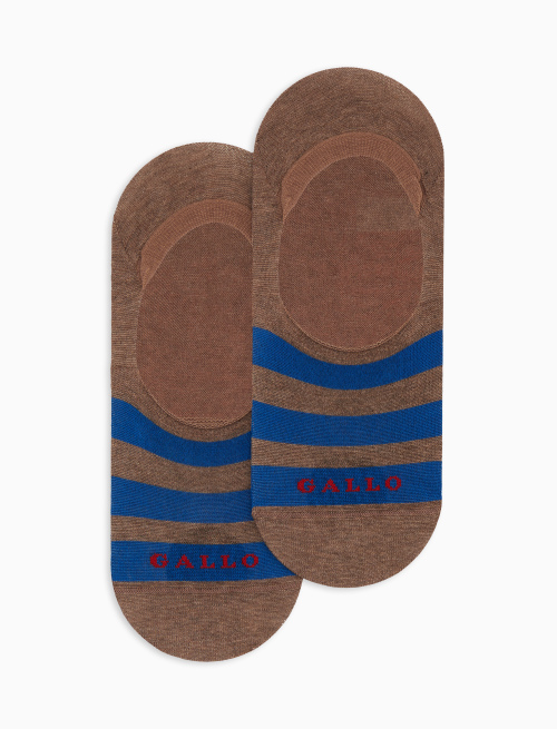 Unisex brown cotton invisible socks with two-tone stripe pattern - Socks | Gallo 1927 - Official Online Shop