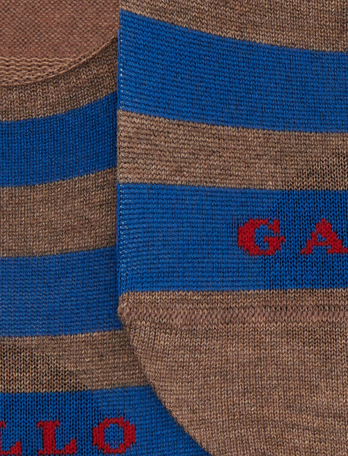 Unisex brown cotton invisible socks with two-tone stripe pattern - Socks | Gallo 1927 - Official Online Shop