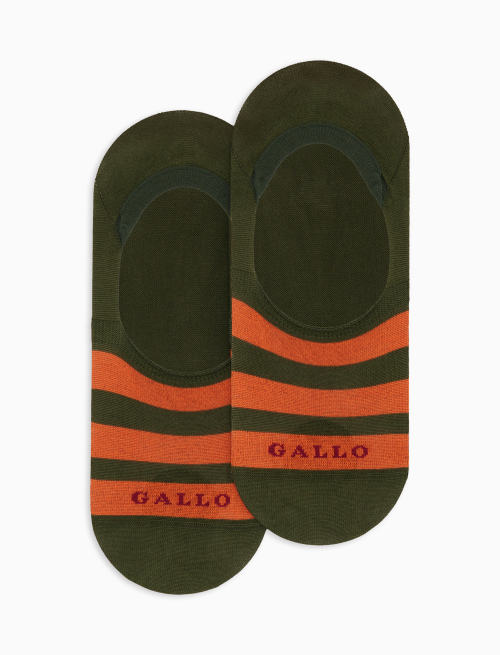 Unisex green cotton invisible socks with two-tone stripe pattern - Socks | Gallo 1927 - Official Online Shop