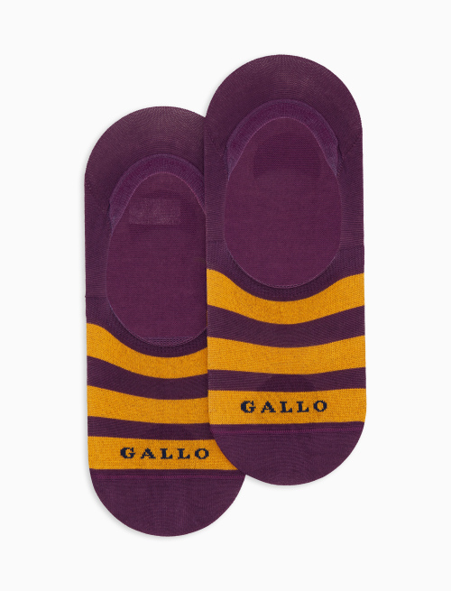 Unisex purple cotton invisible socks with two-tone stripe pattern - Socks | Gallo 1927 - Official Online Shop