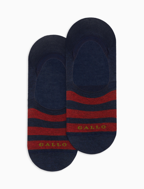 Unisex blue cotton invisible socks with two-tone stripe pattern - Socks | Gallo 1927 - Official Online Shop