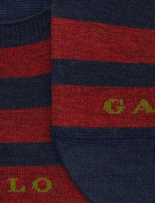 Unisex blue cotton invisible socks with two-tone stripe pattern - Socks | Gallo 1927 - Official Online Shop