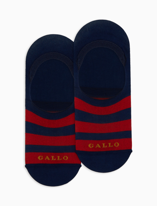 Unisex blue cotton invisible socks with two-tone stripe pattern - Peds | Gallo 1927 - Official Online Shop