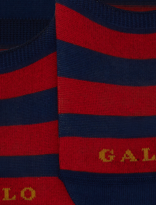 Unisex blue cotton invisible socks with two-tone stripe pattern - Socks | Gallo 1927 - Official Online Shop