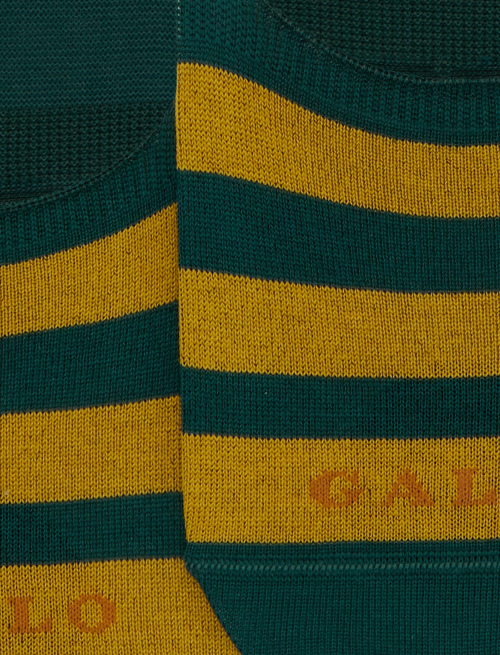 Unisex green cotton invisible socks with two-tone stripe pattern - Socks | Gallo 1927 - Official Online Shop