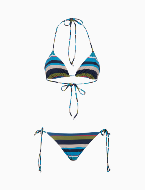 Bikini triangolo donna righe multicolor blu - Beachwear | Gallo 1927 - Official Online Shop