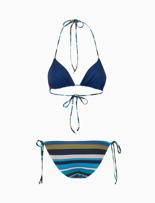 Bikini triangolo donna righe multicolor blu - Beachwear | Gallo 1927 - Official Online Shop