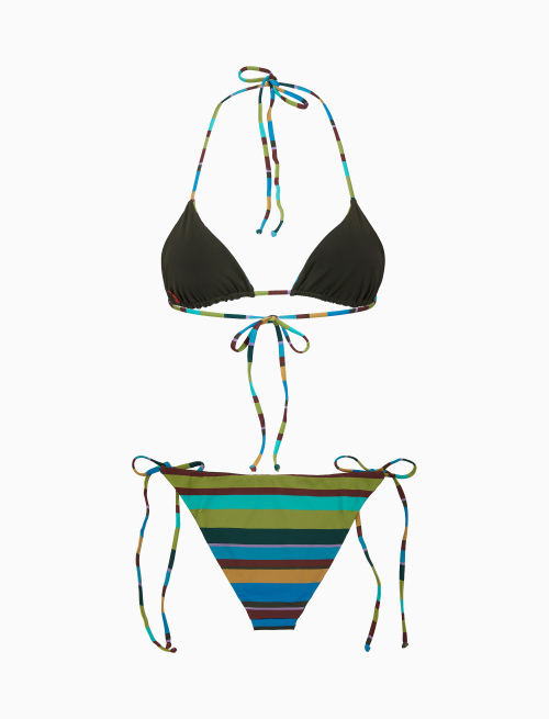 Bikini triangolo donna righe multicolor verde - Mare | Gallo 1927 - Official Online Shop