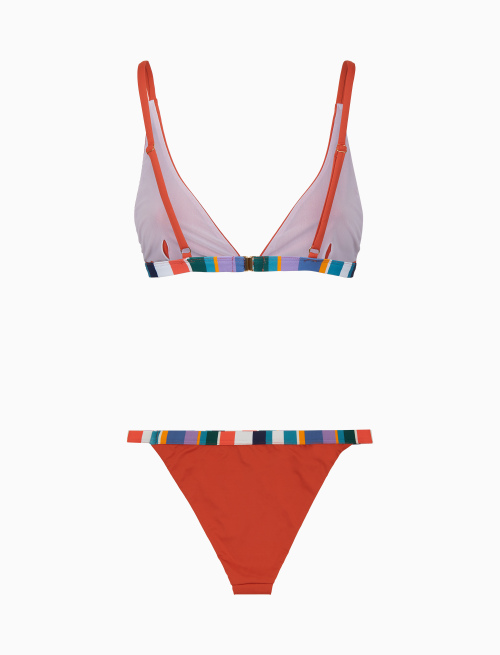 Bikini donna a vela tinta unita bordi multicolor arancio - Mare | Gallo 1927 - Official Online Shop