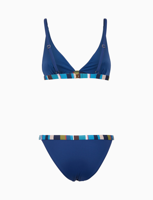 Bikini vela donna tinta unita bordi multicolor blu - Beachwear | Gallo 1927 - Official Online Shop