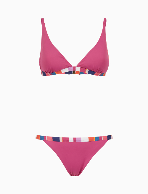 Bikini vela donna tinta unita bordi multicolor bianco - Beachwear | Gallo 1927 - Official Online Shop