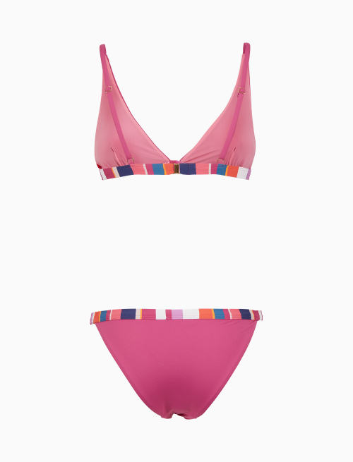 Bikini vela donna tinta unita bordi multicolor bianco - Beachwear | Gallo 1927 - Official Online Shop