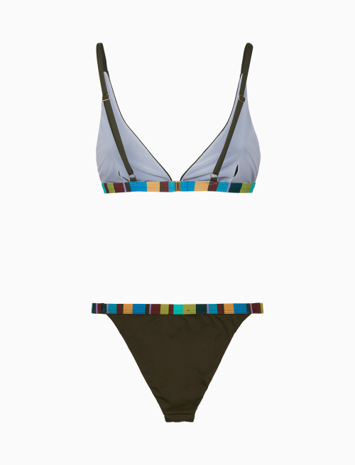 Bikini donna a vela tinta unita bordi multicolor verde - Mare | Gallo 1927 - Official Online Shop