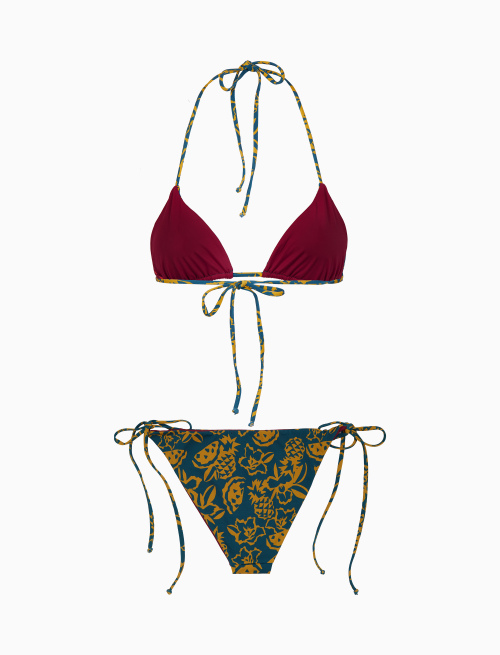 Bikini triangolo donna fantasia fiori ananas e angurie azzurro - Mare | Gallo 1927 - Official Online Shop