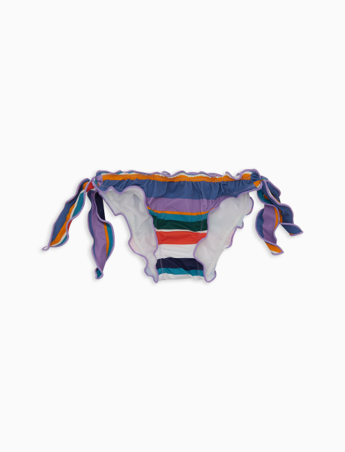 Girls' white swimming briefs with multicoloured stripes - Beachwear | Gallo 1927 - Official Online Shop