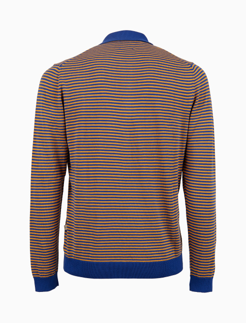 Polo uomo manica lunga maglia rasata riga windsor blu - Polo | Gallo 1927 - Official Online Shop