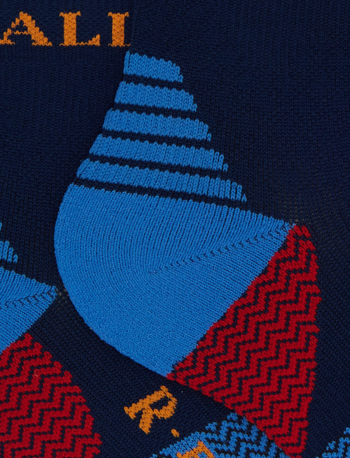 Unisex super short blue technical terry cloth socks with chevron motif - Socks | Gallo 1927 - Official Online Shop