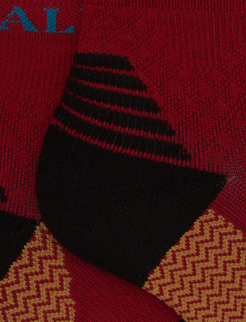 Unisex super short burgundy technical terry cloth socks with chevron motif - Socks | Gallo 1927 - Official Online Shop